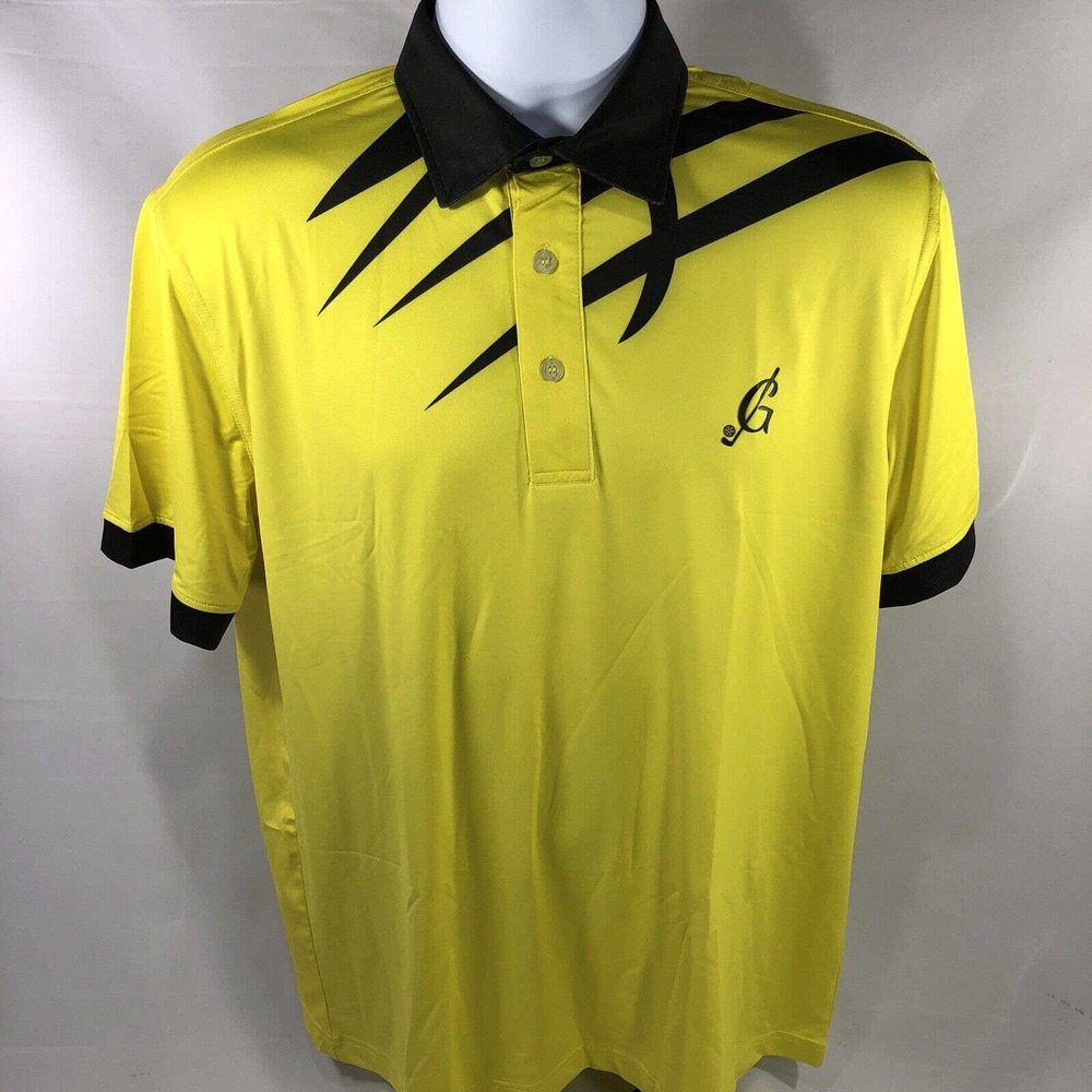 Golf Thing Clothing Short Sleeve Polo Shirt Size Medium Yellow Black Collared
